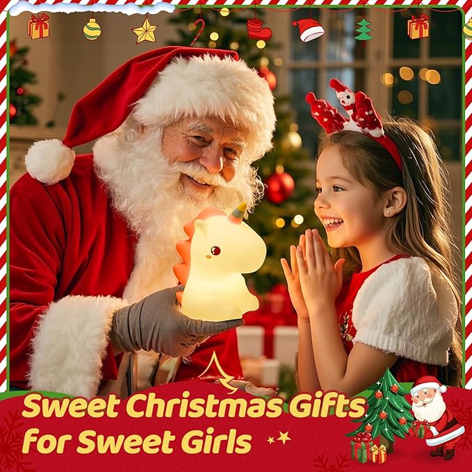 Unicorn Toys, Night Light for Kids Night Light,16 Colors+Silicone+Dimmable+12 Hours Use Nightlight for Kids Room,Unicorn Toys for Girls Age 4-6, Christmas Gifts for Baby,Adults,Toddler Girl Room Decor