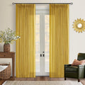 Mustard Yellow 80 Inch Pinch Pleated Linen Light Filtering Curtains 2 Panels by Twodrapes