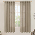 Taupe Semi Sheer Window Linen Curtains 63 Inch Length by LAMIT