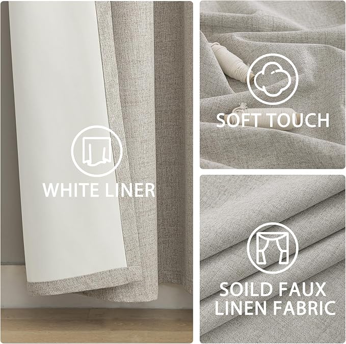Yakamok Oatmeal Linen Textured Curtains 90 Inches Long - Image 6