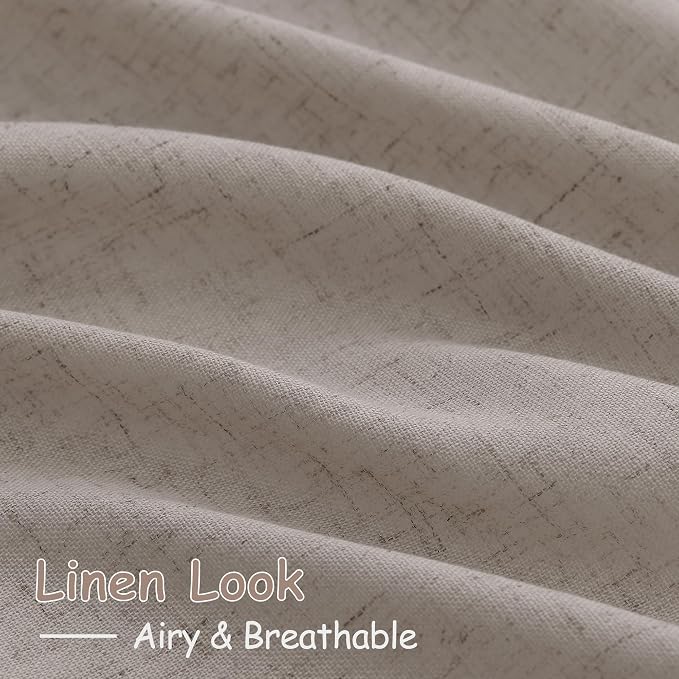 Stone Beige Linen Curtains for Living Room 120 Inches Long Light Filtering Semi - Image 4