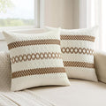 MIULEE Set of 2 Coco Brown Boho Decorative Pillow Covers 20x20 Inch | Farmhouse by MIULEE