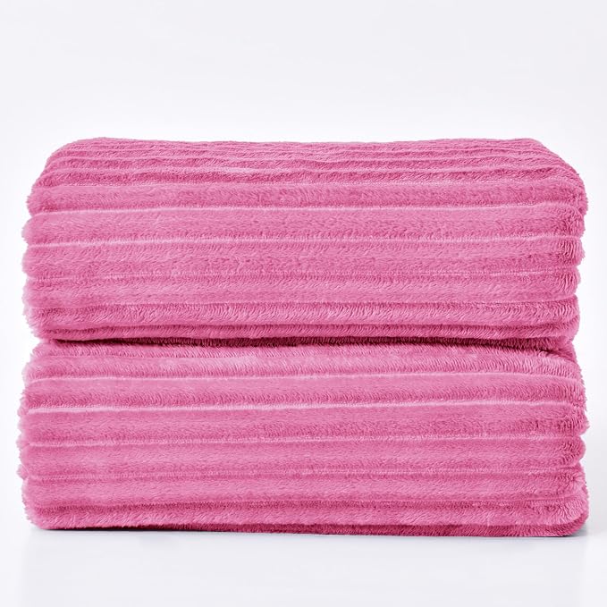 BEDELITE 3D Ribbed Jacquard Hot Pink King Size Blanket - Image 9