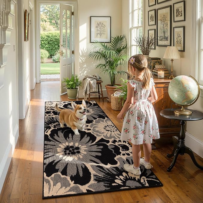 Findosom Washable Kitchen Rug Set of 2, Non Slip High-Low Textured Floral - Image 5