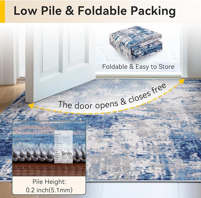 RELEANY Washable 2'x3' Abstract Area Rug - Image 5