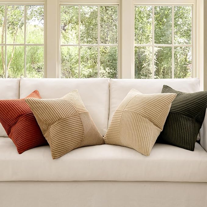MIULEE Rust-Olive Green Decorative Throw Pillow Covers 18x18 Inch Set of 4 Boho - Image 2