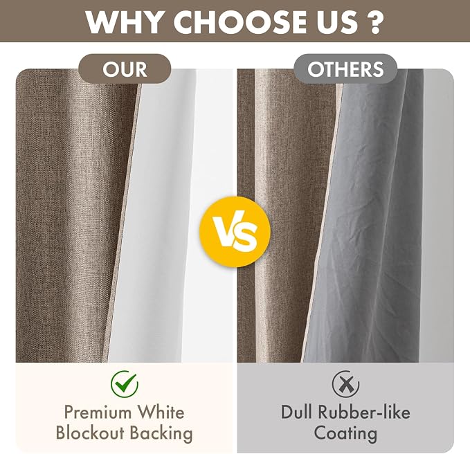 MIULEE 100% Blackout Linen Curtains - Image 4