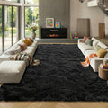 Black 8x10 Area Rugs for Living Room, Large Fluffy Shag Bedroom Rug, Ultra Soft by ONASAR