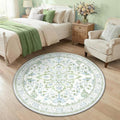 RELEANY Washable Area Rug, Round 4ft, Water Repellent, Pet Friendly, Vintage by RELEANY