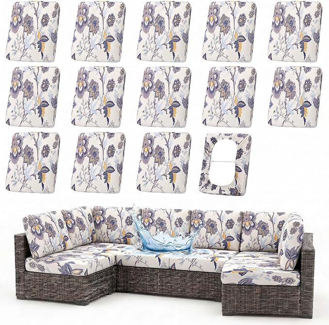 Waterproof Outdoor Cushion Covers, Stretch Patio Slipcovers | UV Resistant by hyha