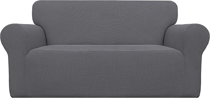 Easy-Going Stretch Loveseat Couch Covers Washable Grey | 1-Piece Loveseat Covers by Easy-Going