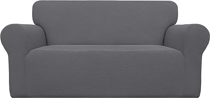 Easy-Going Stretch Oversized Loveseat Couch Covers Washable Grey | 1-Piece by Easy-Going