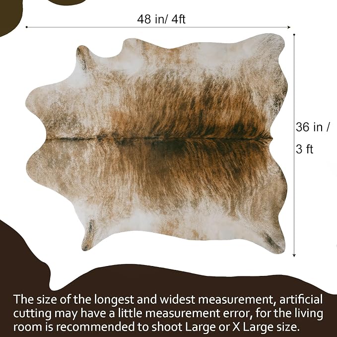 Western Faux Cowhide Rug, Animal Cow Hide Rug, 3 x 4 Ft Brownish | Premium - Image 2