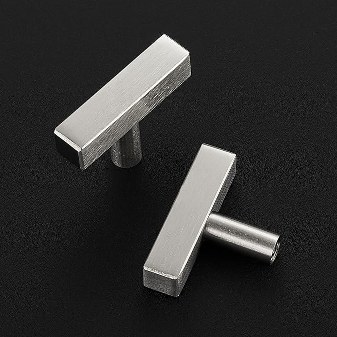 20 Pack Silver Cabinet Knobs - Sqaure Bar Cabinet Pulls Brushed Nickel Knobs for Kitchen Cabinet Drawer Stainless Steel Dresser Knobs for Cabinet Hardware 2in Length Single Hole
