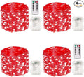 4-Pack 33FT 100 LED Fairy Lights Battery Operated with Remote & Timer, Fairy Christmas String Lights for Bedroom Decor, Waterproof 8 Modes Twinkle Lights for Room (Red)