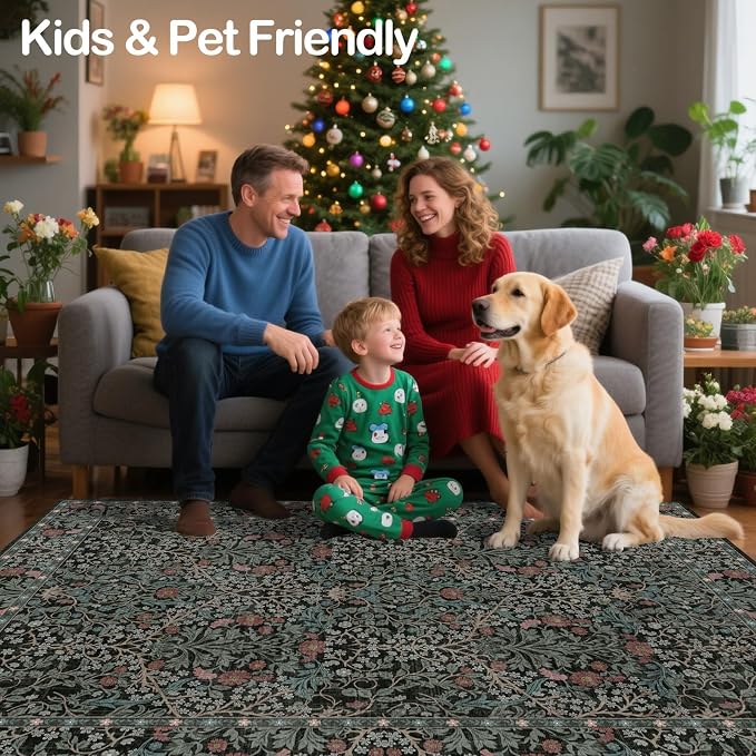 5x7 Washable Area Rugs for Living Room, Stain Resistant Vintage Rugs for Dining - Image 6