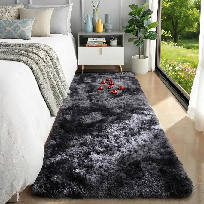 Super Soft Runner Rugs for Hallway 2' x 6', Abstract Grey Bedroom Rugs | Plush - Image 2