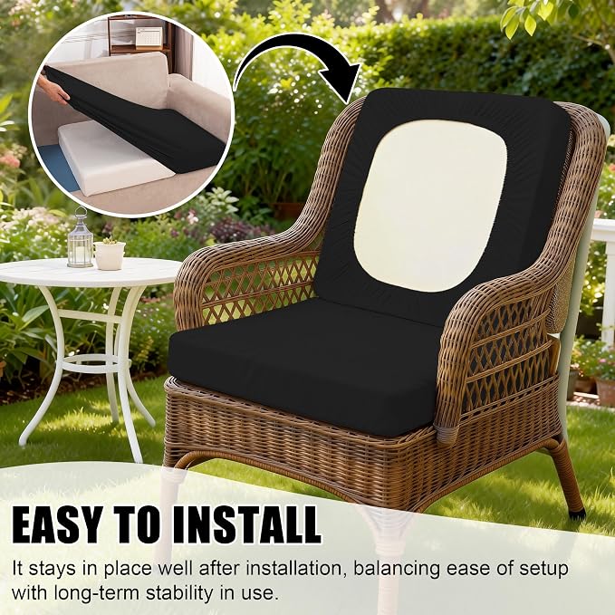 4Pcs Outdoor Cushion Covers, Elastic Patio Cushion Covers | Washable, - Image 5