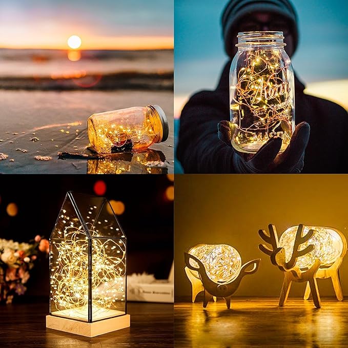 ANJAYLIA Fairy Lights, 4 Pack String Lights Battery Operated 10ft 30 LED Twinkle Lights for Wedding, Bedroom, Party, Christmas, Warm White