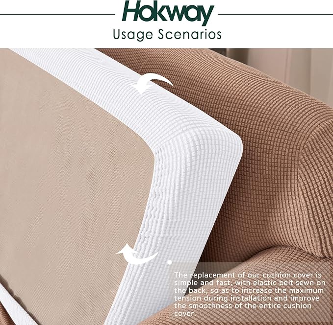 Hokway Couch Cushion Covers Stretch Cushion Covers Sofa Seat Cushion Slipcover - Image 5