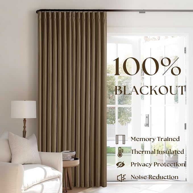 Dutch Cocoa Pleated Linen 100% Blackout Curtains 90 Inches Long - Image 3