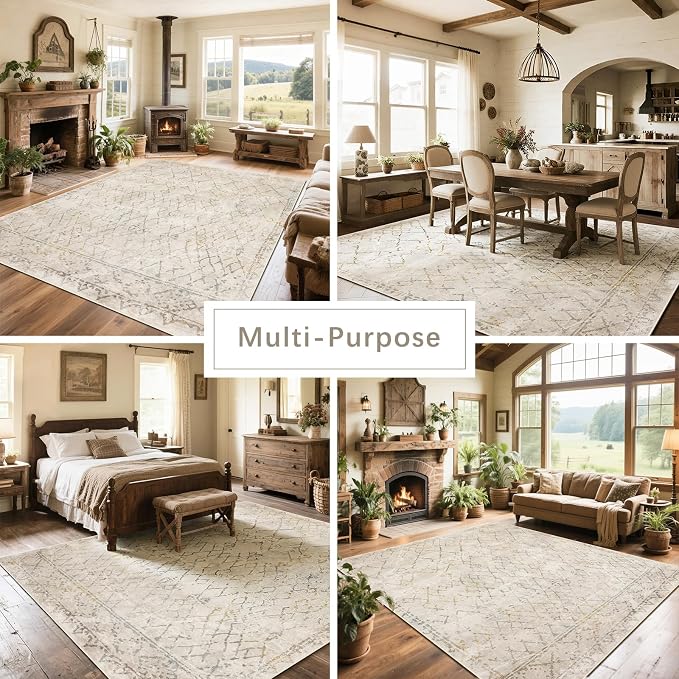 8x10 Washable Area Rugs for Living Room, Dining Room- Morocco Camel | Boho - Image 5
