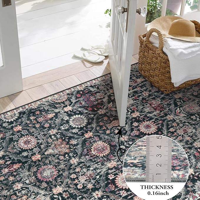 Lahome Moroccan Washable Round Rugs, Non-Slip Soft Round Rug 4ft Ultra-Thin | - Image 2