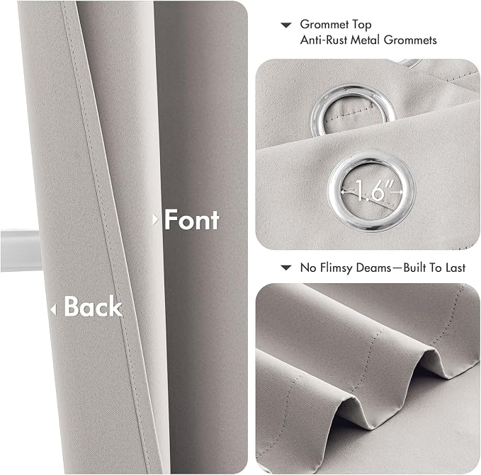 MIULEE Blackout Curtains for Bedroom 2 Panels 40 x 84 Inch Long Cobblestone | - Image 4