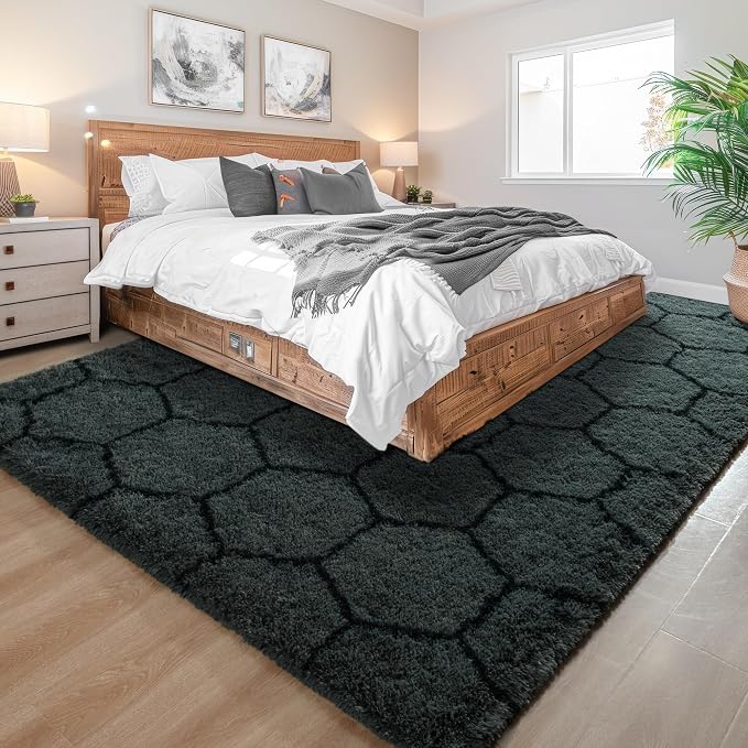 6x9 Large Dark Grey Fluffy Soft Area Rug Non-Slip - Image 8