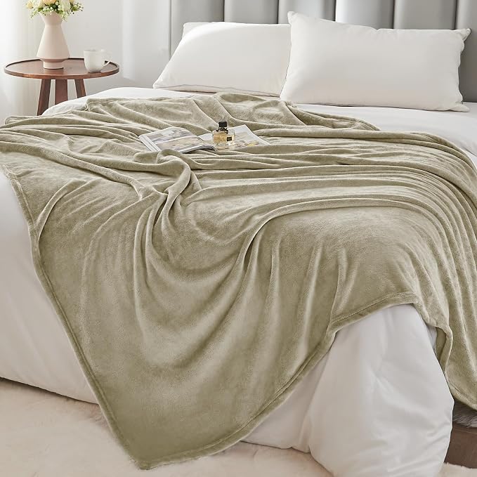 BEDELITE Fleece Blanket Soft Plush Twin Size Blanket Linen Brown 60"x80" | - Image 7