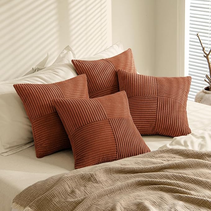 MIULEE Fall Boho Farmhouse Rust Decorative Throw Pillow Covers 20x20 Inch 4 - Image 4