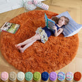 Amdrebio Burnt Orange Fall Round Shag Area Rug 4Ft by Amdrebio
