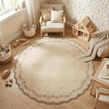 GarveeHome Round Rugs 4ft Scalloped Washable Small Circle Rug by GarveeHome