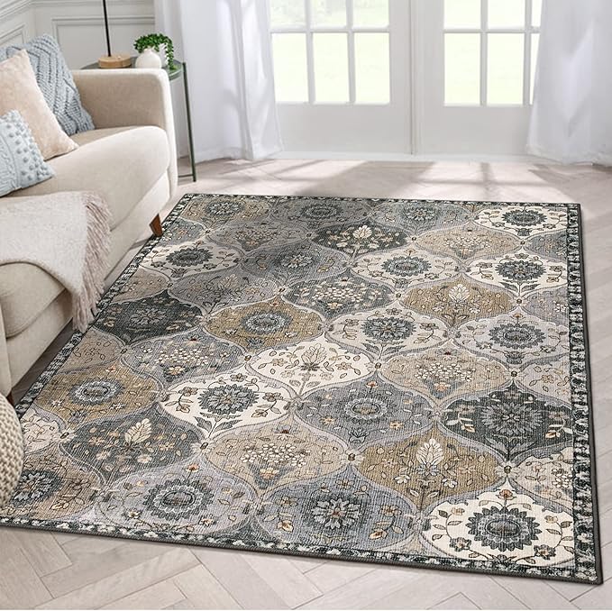 Lahome Moroccan Washable Living Room Rug, 5x8 Rugs by Lahome