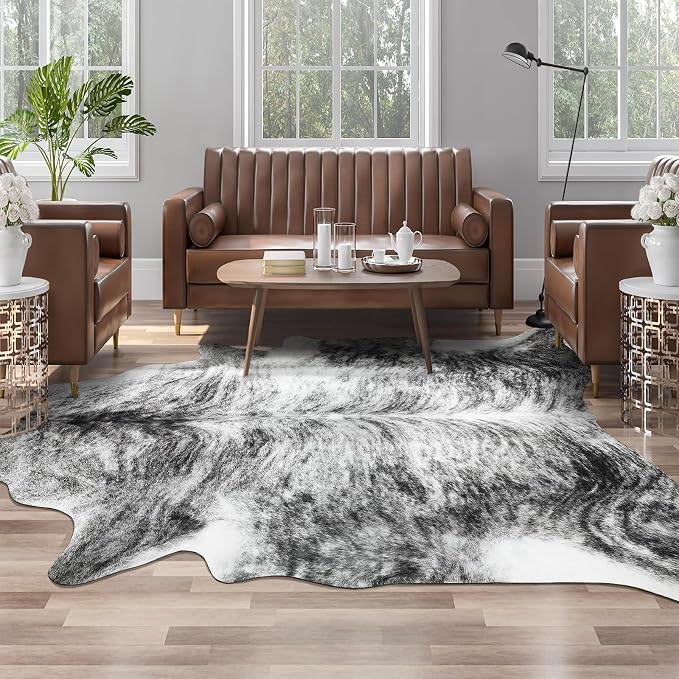 8x10 Faux Cowhide Area Rug for Living Room Animal Skin Rug, Cool Western by AROGANAREARUG