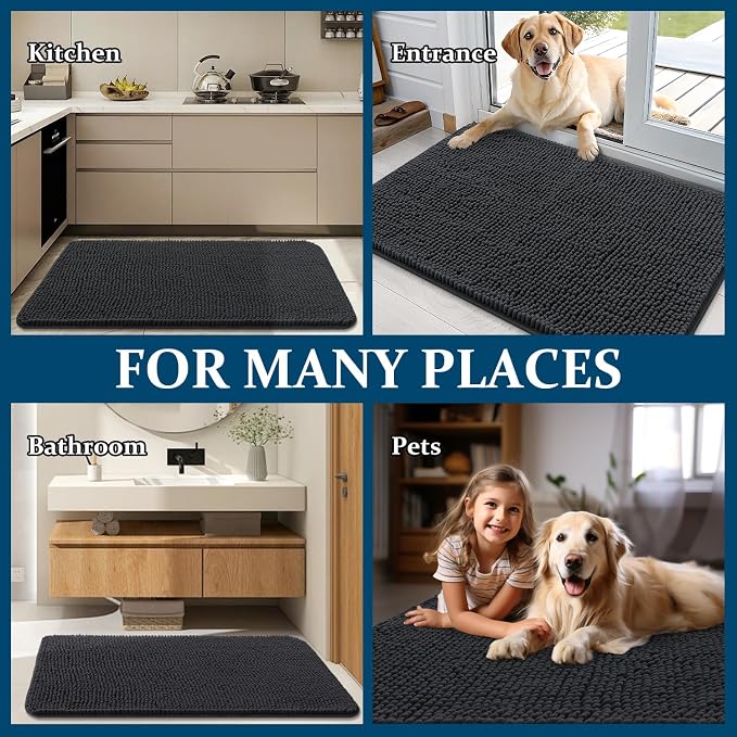 OLANLY Dog Door Mat for Muddy Paws 47x32, Super Absorbent Chenille Mud Mat | - Image 8