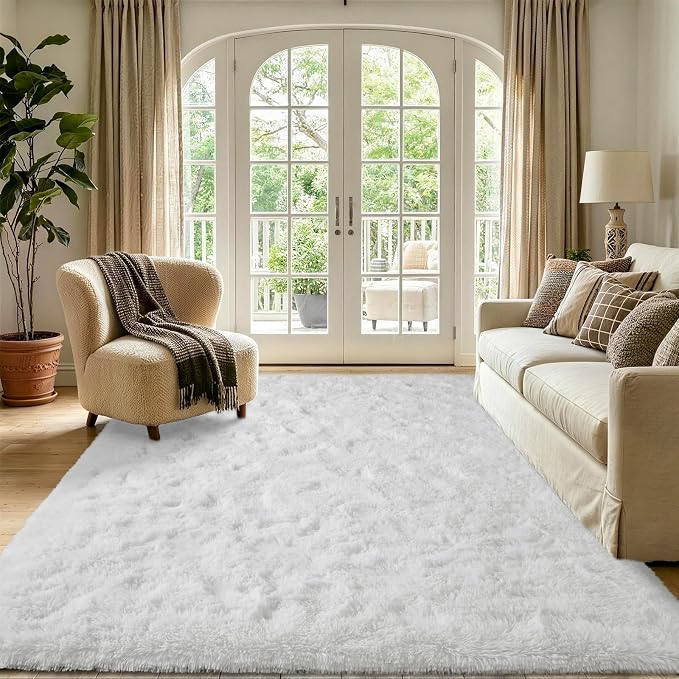 4x6 White Fluffy Soft Area Rug Non-Slip - Image 2