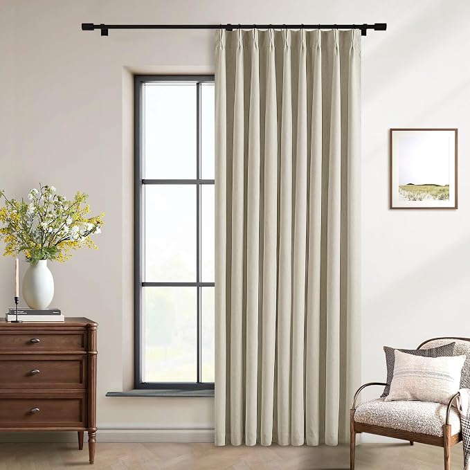 Extra Wide Burlywood Birch Pleated Blackout Linen 60 x 84 Inch Curtains | 100% - Image 9