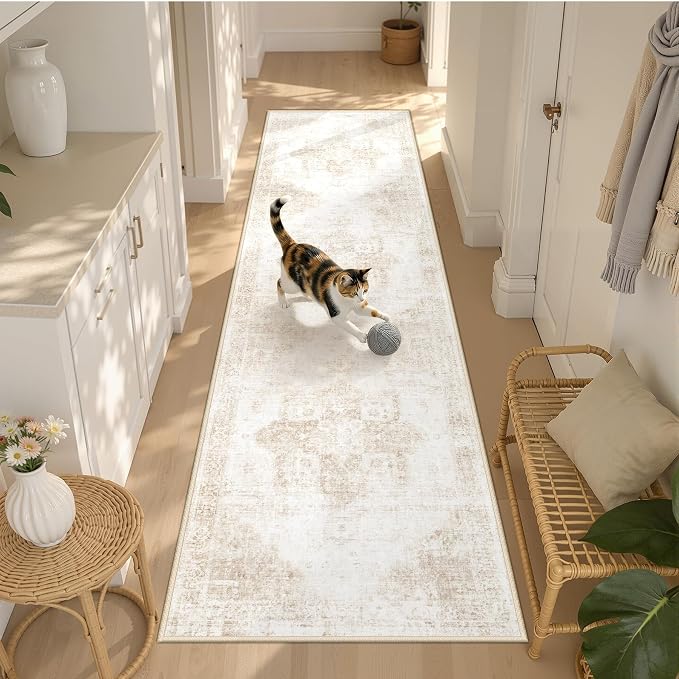 Runner Rug 2x8 Washable Rug, Vintage Boho Medallion Hallway Runner Non-Slip - Image 4