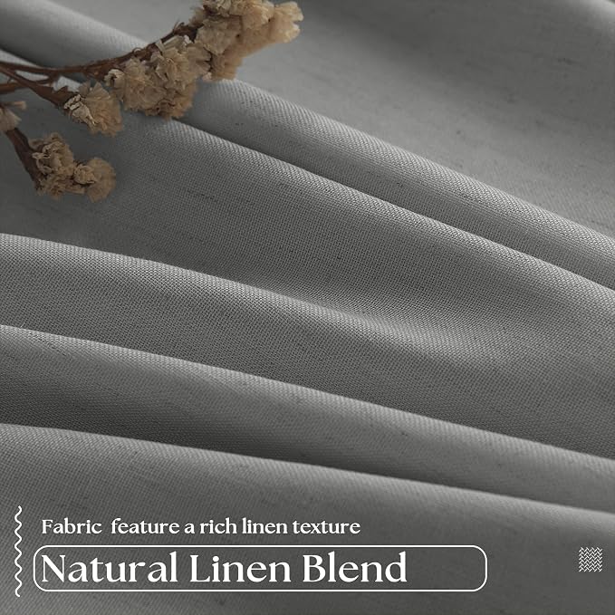 Grey Pleat Linen Blackout 102 Inch Curtains - Image 5