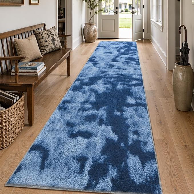 2x10 Tie-dye Dark Teal Runner Rug Washable Non-Slip - Image 3