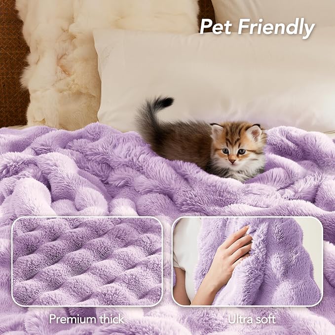 L'AGRATY Faux Rabbit Fur Throw Blanket - Image 7
