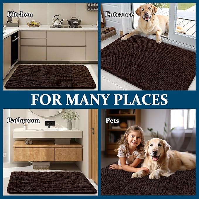OLANLY Dog Door Mat for Muddy Paws 36x24, Super Absorbent Chenille Mud Mat | - Image 8