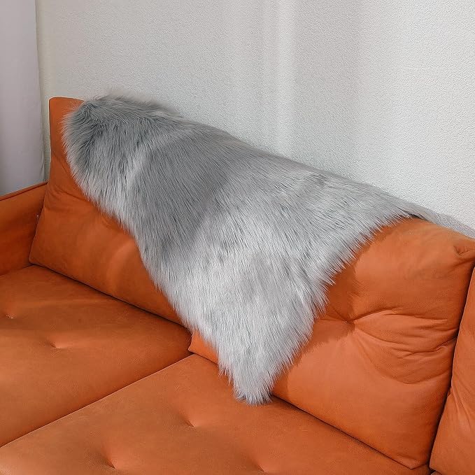 linmopm Faux Fur Sheepskin Rug, 2x3 ft | Shag Fluffy Fuzzy, High-Density Cushion - Image 4