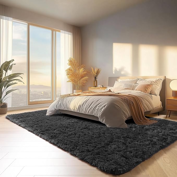 Black 6x9 Area Rugs for Living Room Bedroom, Large Fluffy Soft Plush Floor Big - Image 4