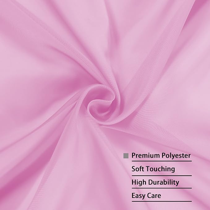 Sheer Pink Curtains, Sheer Curtains 84 inch Length 2 Panels Set, Rod Pocket - Image 4