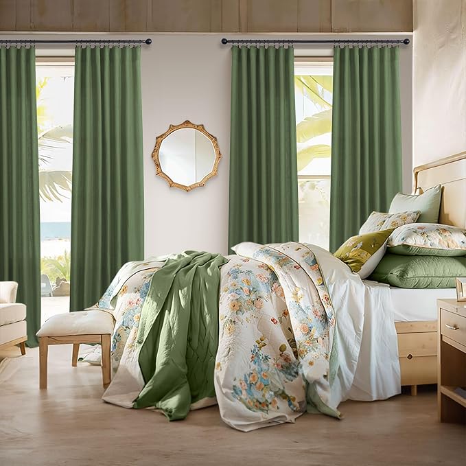 Pitalk Olive Green Curtains 90 Inch Length - Image 6