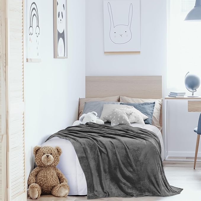 Utopia Bedding Fleece Blanket Twin Size Grey 300GSM Luxury Anti-Static Fuzzy Soft Microfiber Bed Blanket (60x80 Inch)