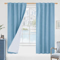 Blue 100% Blackout Linen Curtains 63 Inches by LAMIT