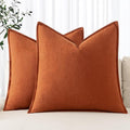 MIULEE Decorative Linen Euro Sham Pillow Covers 24x24 Burnt Orange | Boho by MIULEE